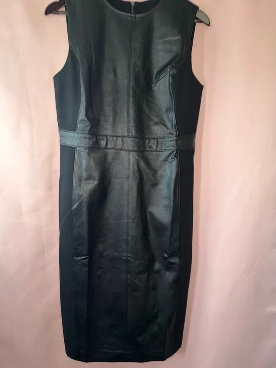 SPANX Faux Leather II Combo Sheath Midi Dress - Picture 3 of 11